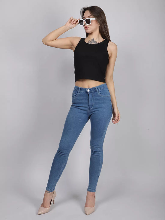 Black Rib Tank Crop Top