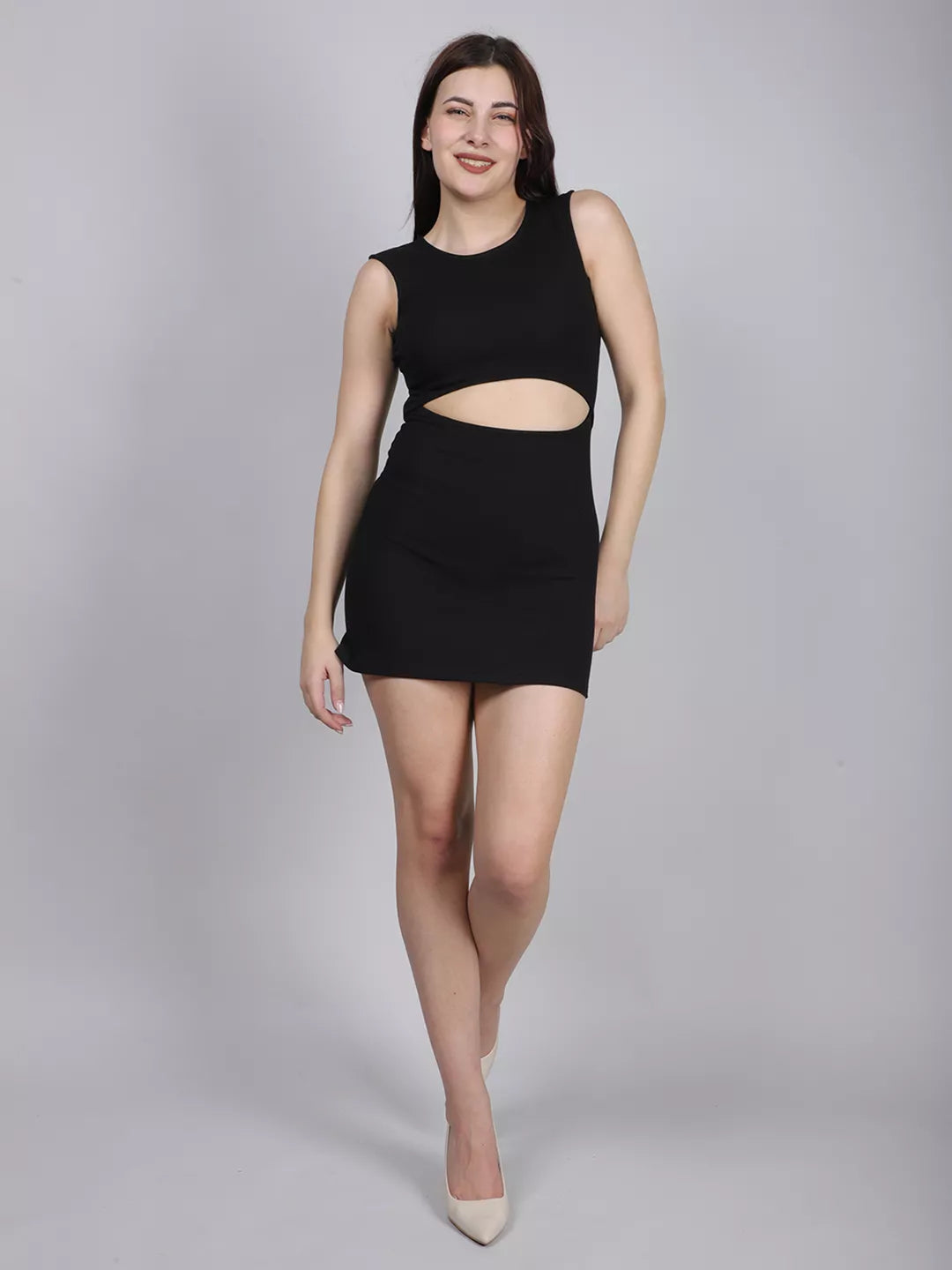 Waist Cut-Out Rib Dress