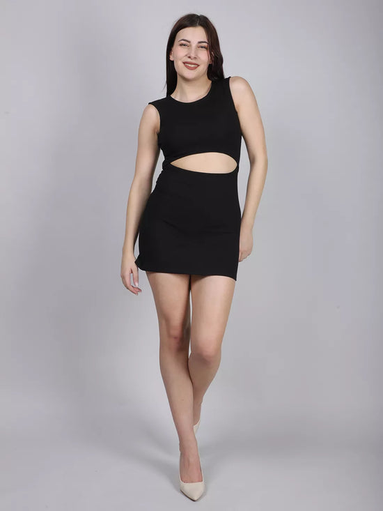Waist Cut-Out Rib Dress
