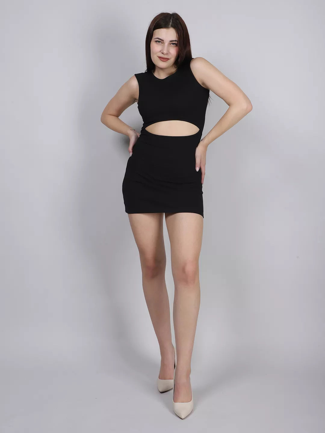 Waist Cut-Out Rib Dress
