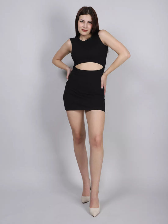 Waist Cut-Out Rib Dress