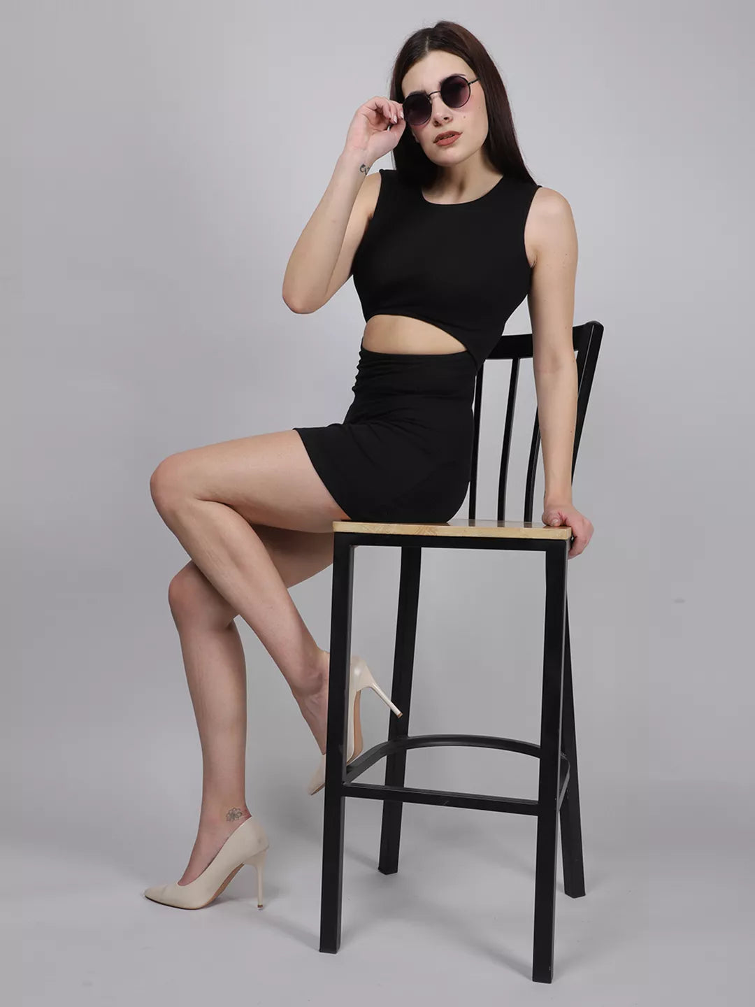 Waist Cut-Out Rib Dress