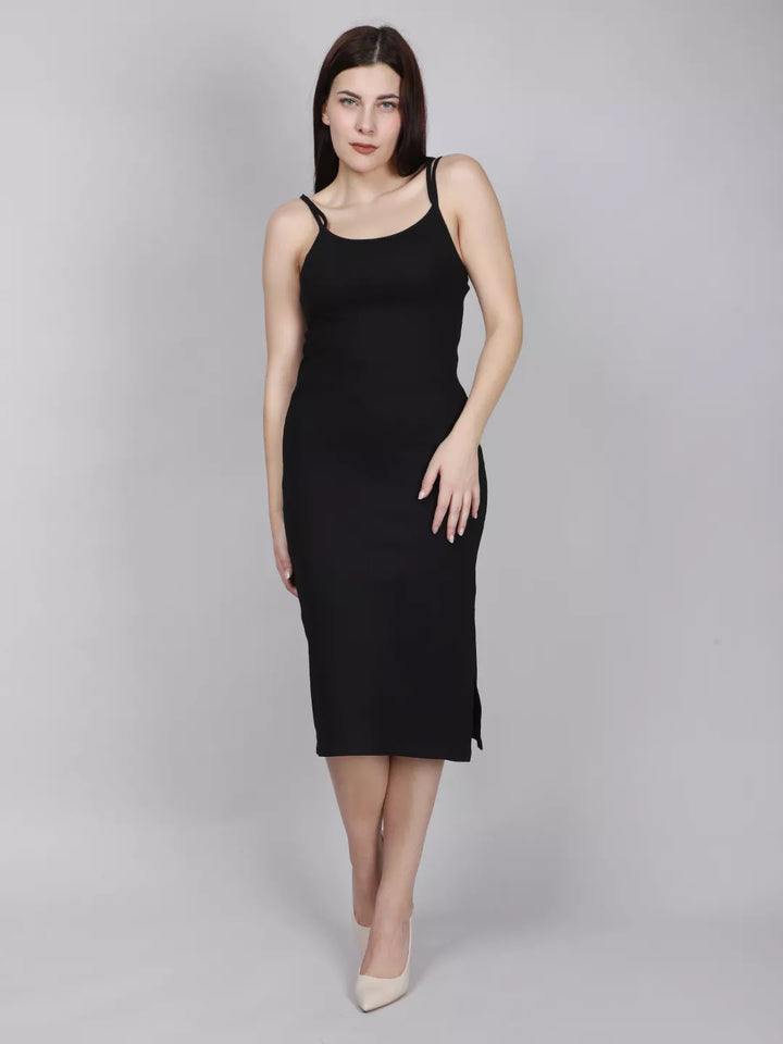 Black Double Strap Bodycon Dress