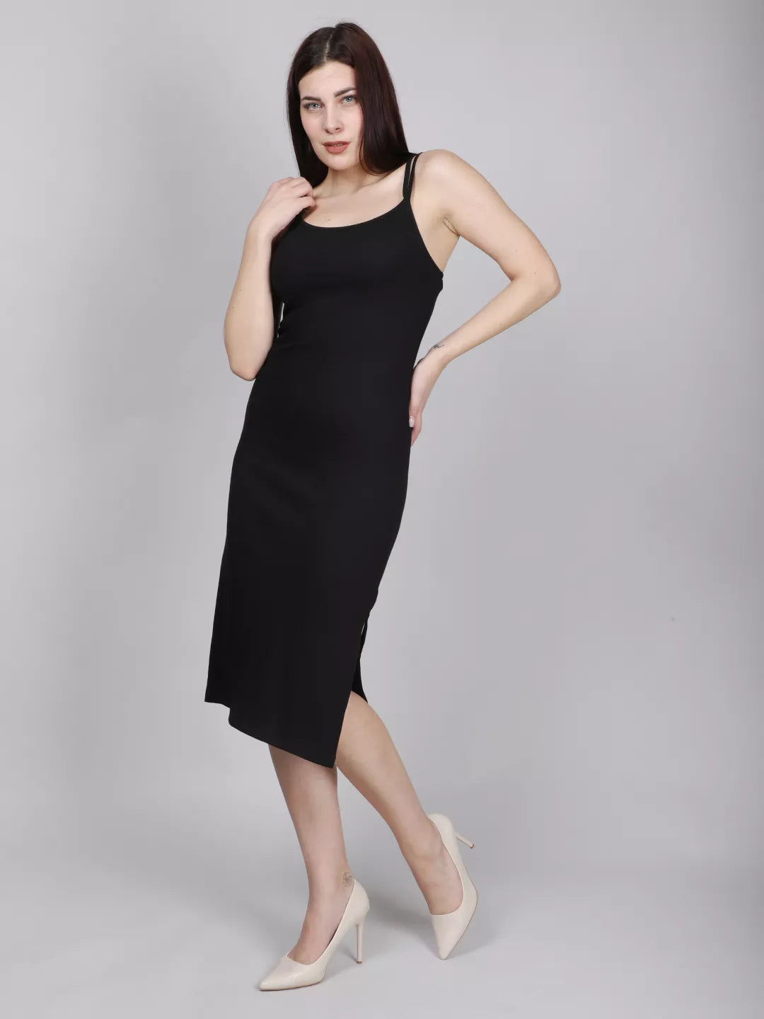 Black Double Strap Bodycon Dress
