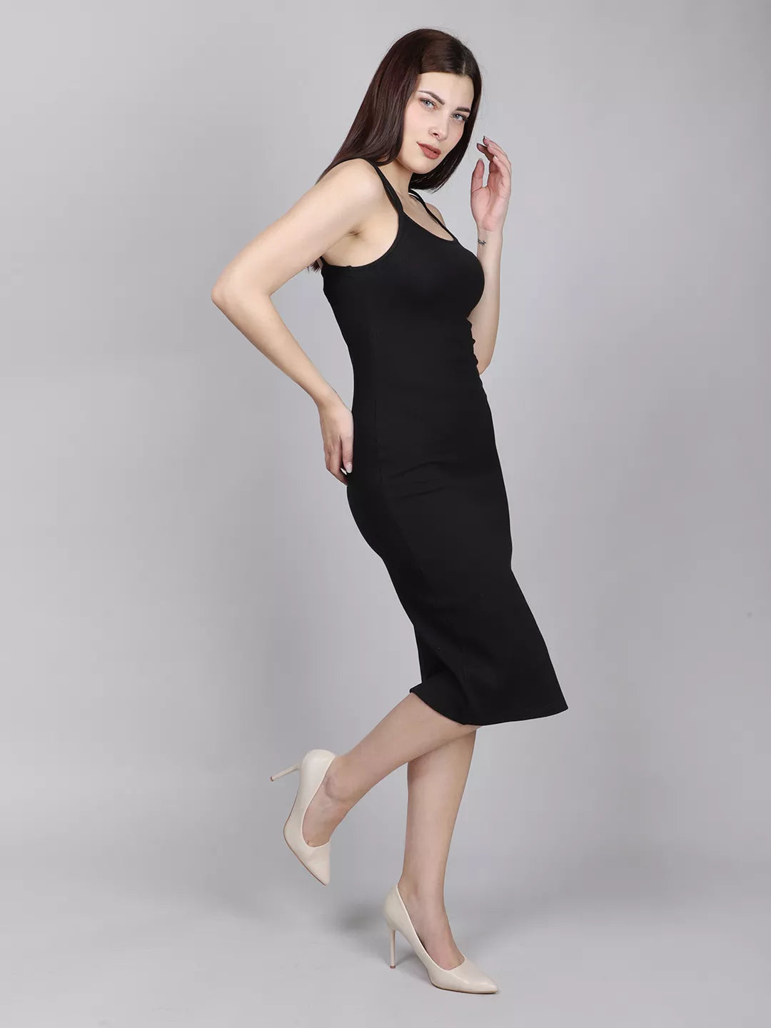 Black Double Strap Bodycon Dress