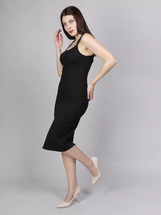 Black Double Strap Bodycon Dress