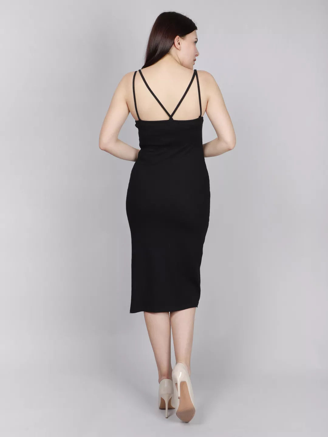 Black Double Strap Bodycon Dress