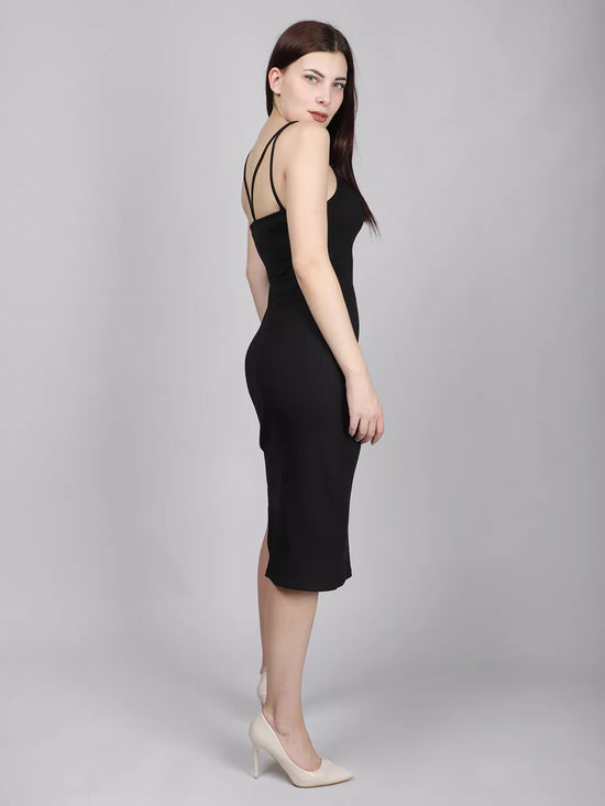Black Double Strap Bodycon Dress  SWISH'IN