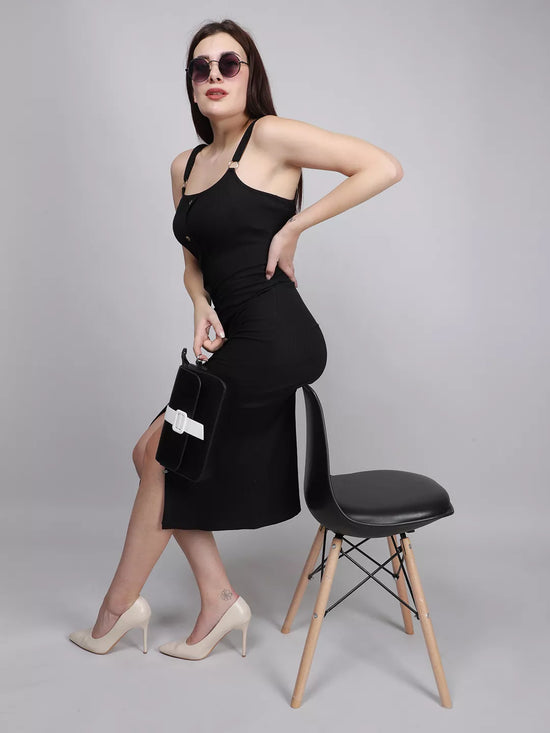 Rib Front Button Dress