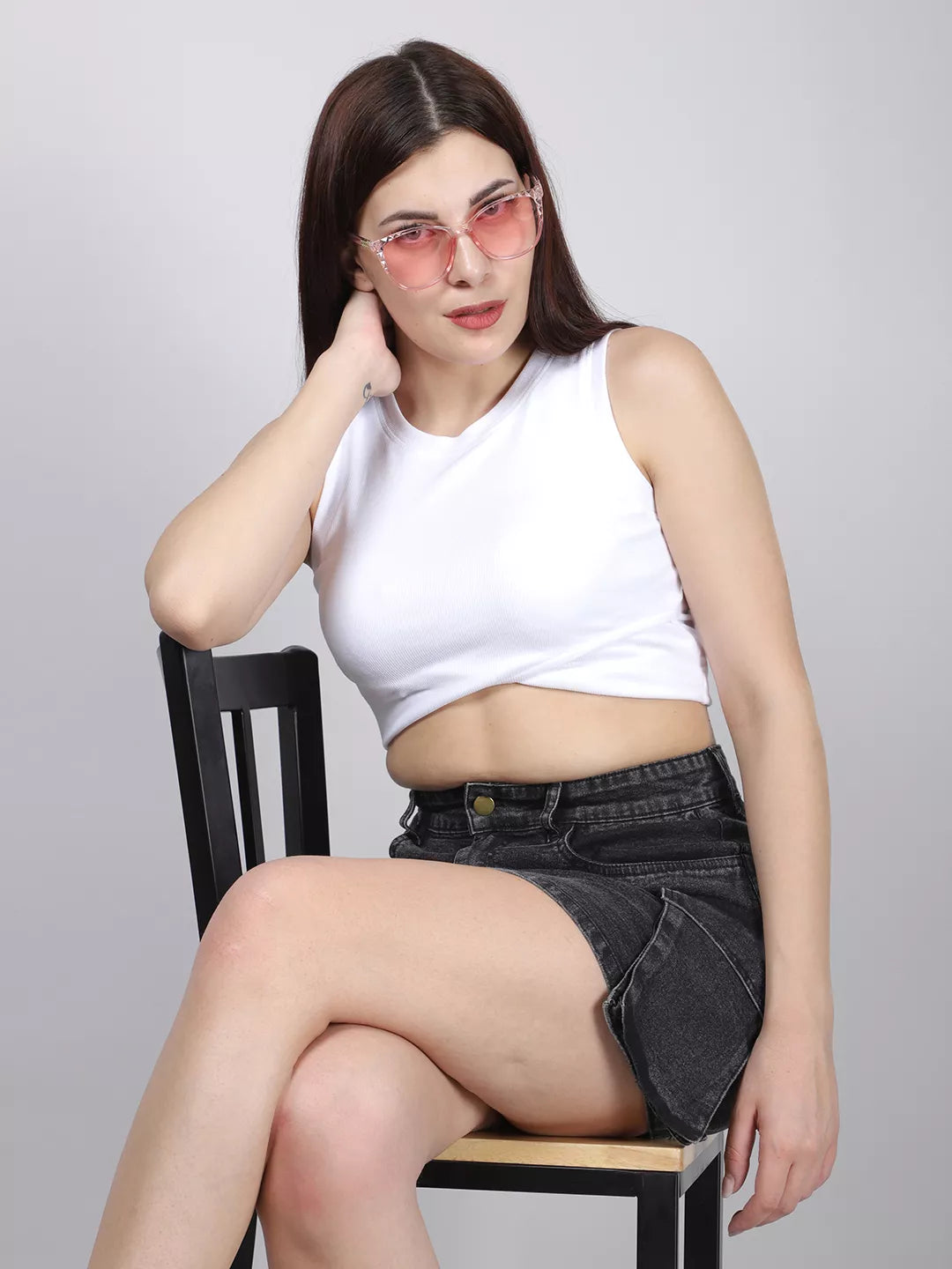 Patch Pocket With Black Mini Skirt