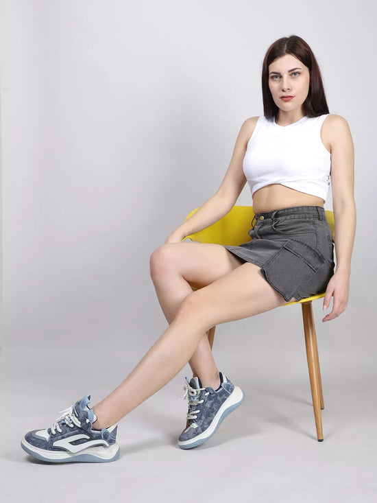 Patch Pocket With Charcoal Mini Skirt
