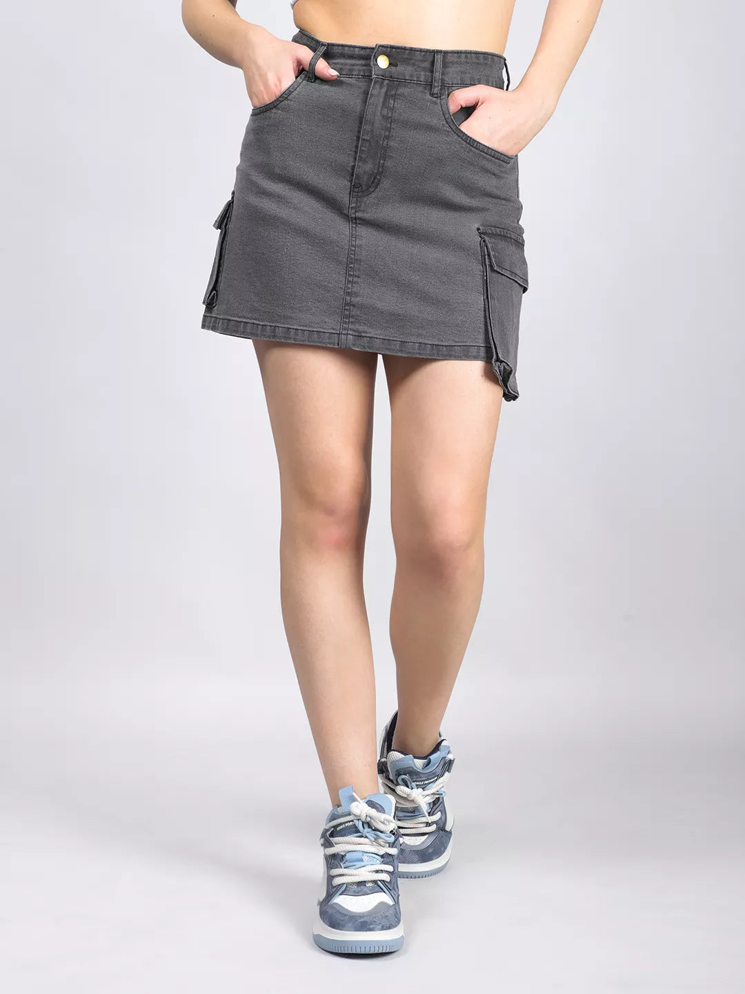 Patch Pocket With Charcoal Mini Skirt