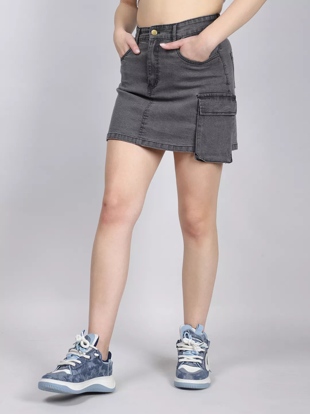 Patch Pocket With Charcoal Mini Skirt
