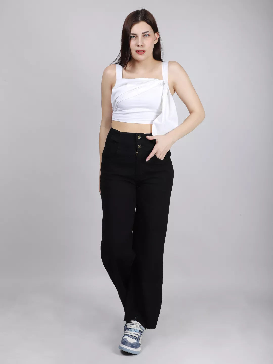 White Front Tie Top