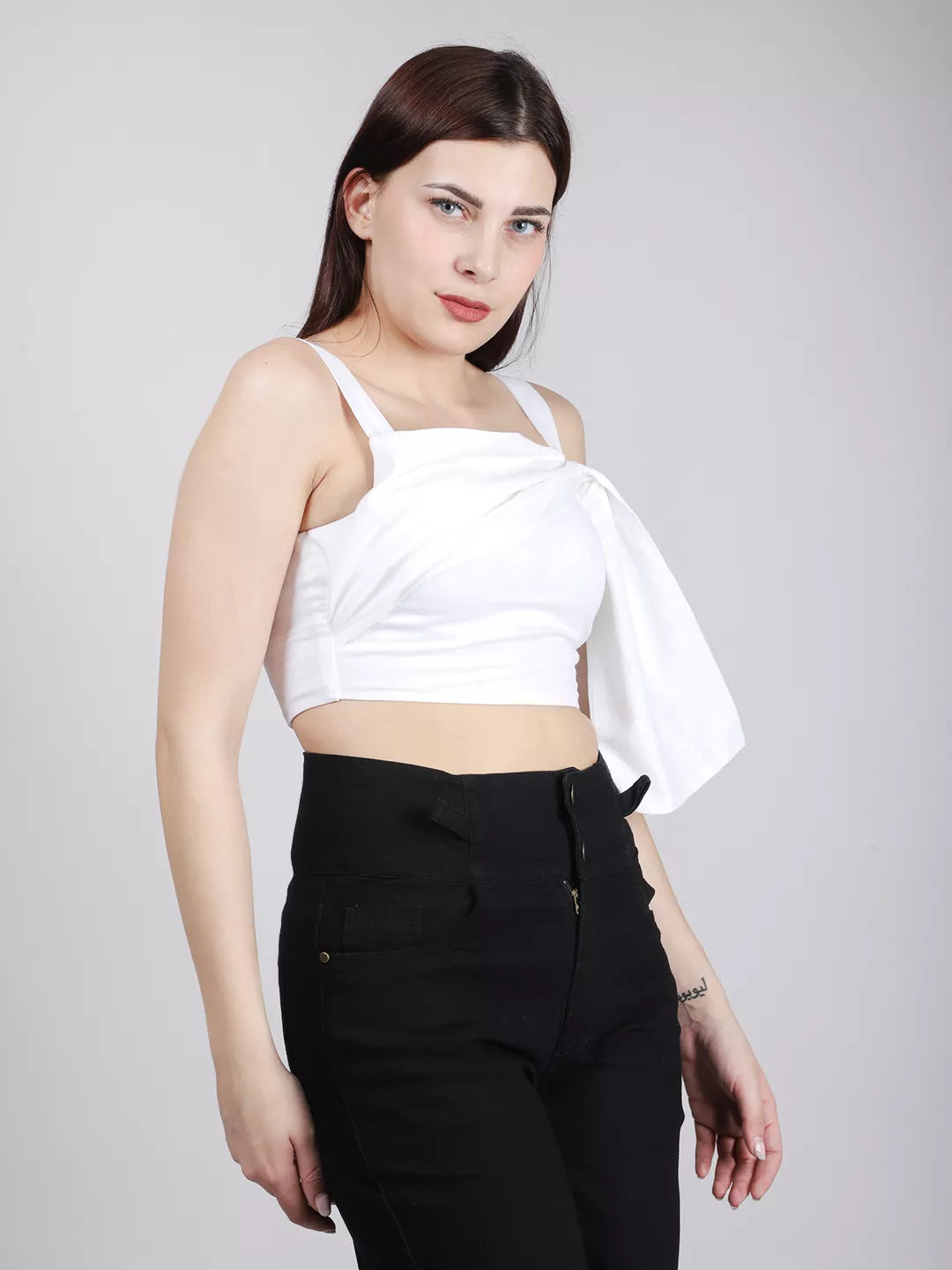 White Front Tie Top
