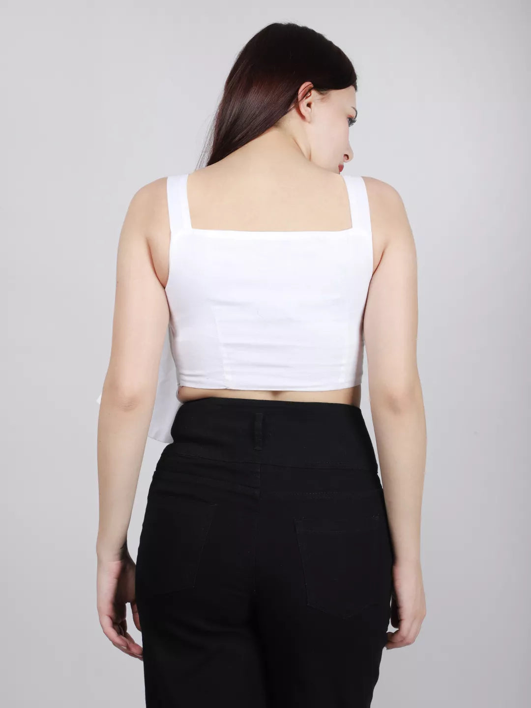 White Front Tie Top