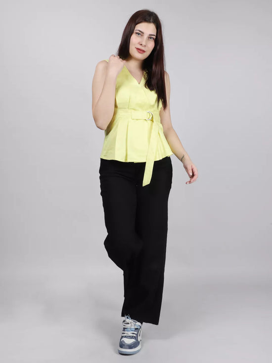 Yellow Buckel Peplum Top