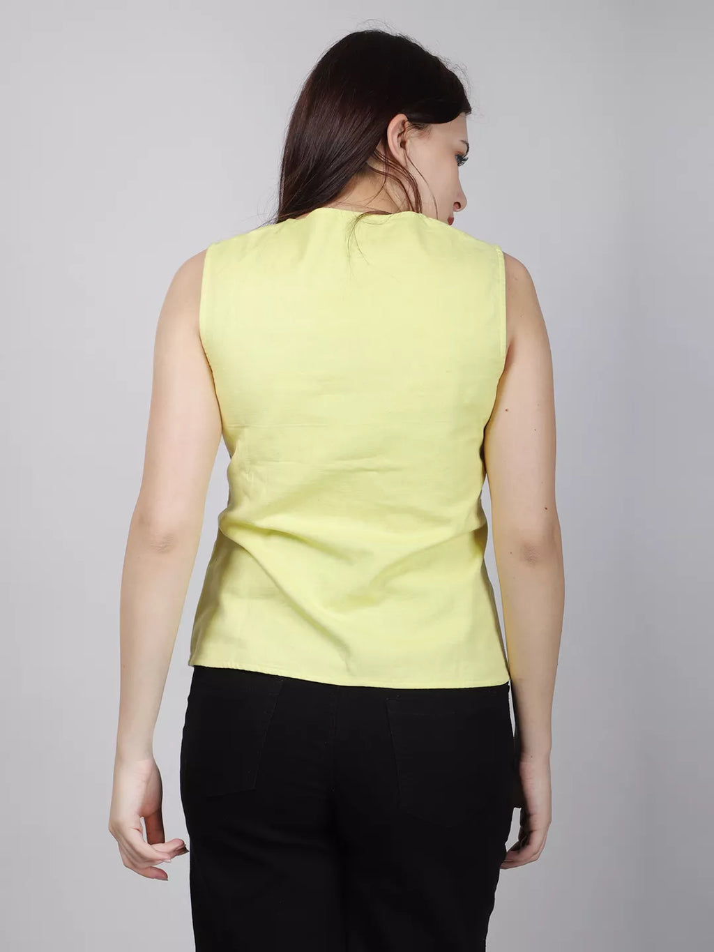 Yellow Buckel Peplum Top