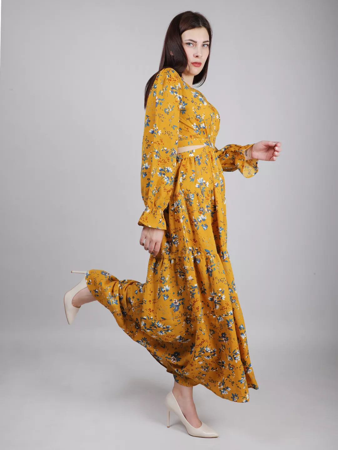 Yellow Waist Cut-Out Dress