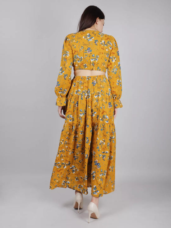 Yellow Waist Cut-Out Dress