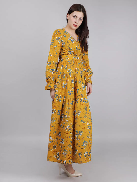 Yellow Waist Cut-Out Dress
