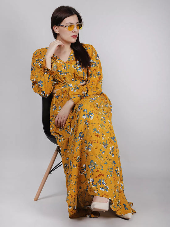 Yellow Waist Cut-Out Dress