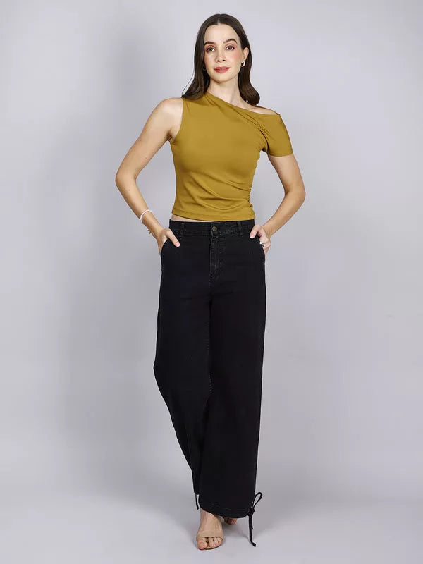 Olive Side Rouch Top