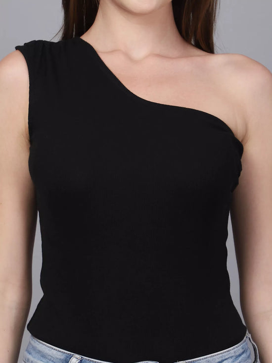 Black Gathered Front Bodysuit