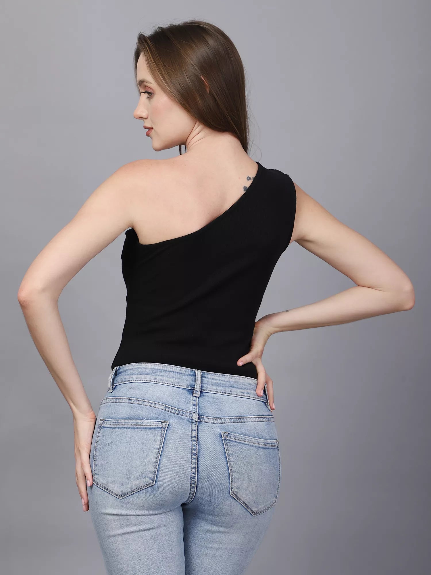 Black Gathered Front Bodysuit