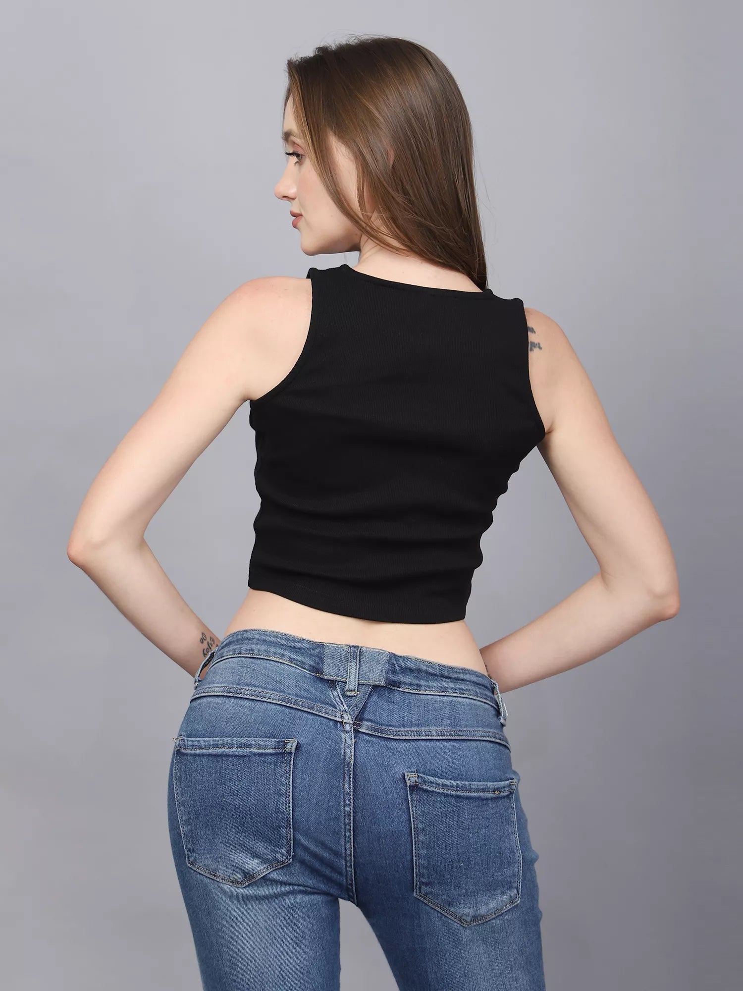 Black Rib Crop Top