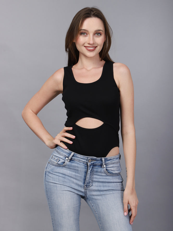 BLACK MOON CUTOUT BODYSUIT