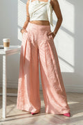 High-Waisted Peach Flare Trousers