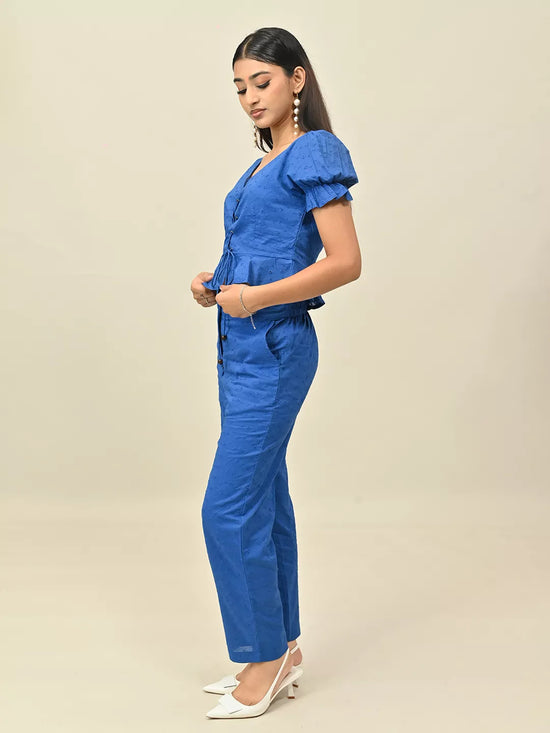 Royal Blue Schiffli Co-Rd Set