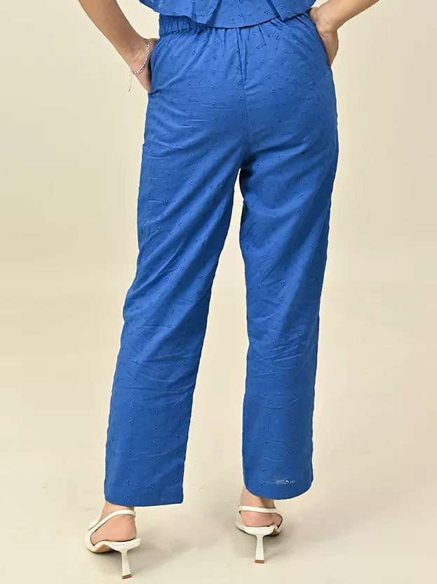 Azure Elegance Crop Top & Wide-Leg Pants Co-Ord Set