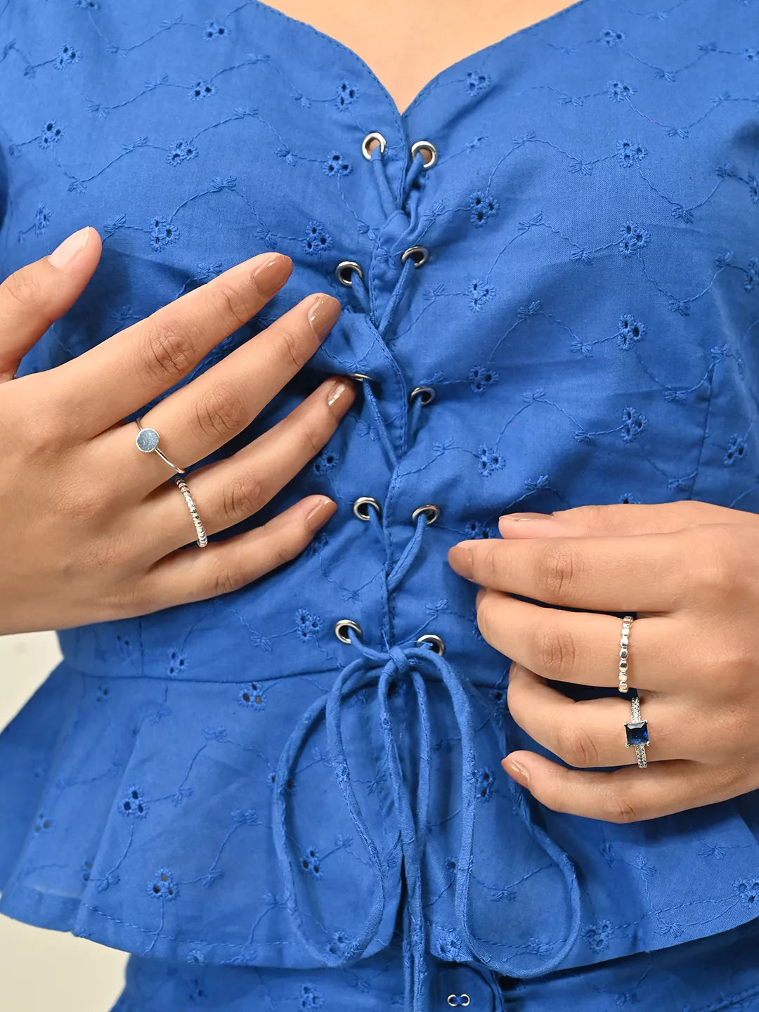 Royal Blue Schiffli Co-Rd Set
