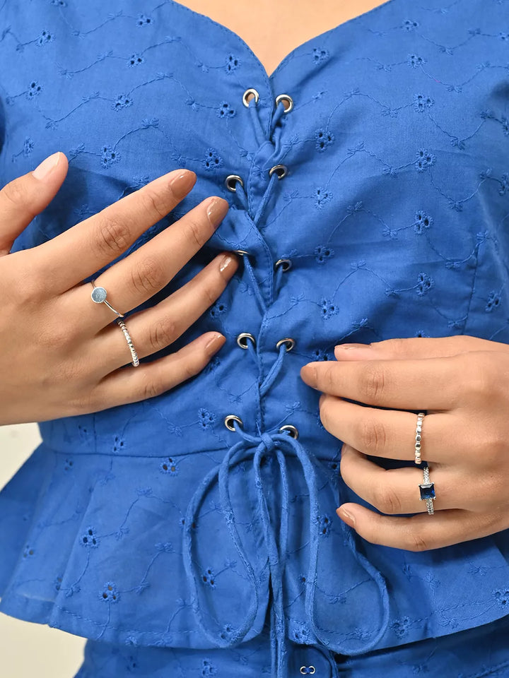 Royal Blue Schiffli Co-Rd Set