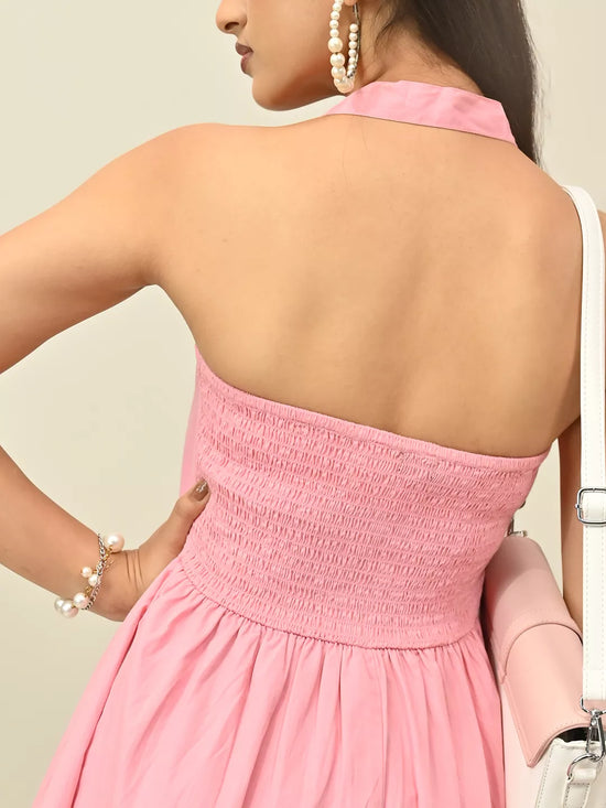 Pink Halter Neck Dress