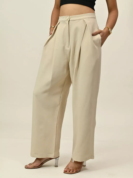 Brown Contrast Piping Pant