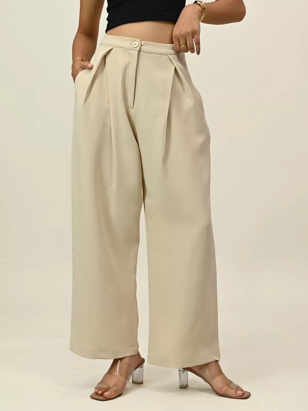 Brown Contrast Piping Pant