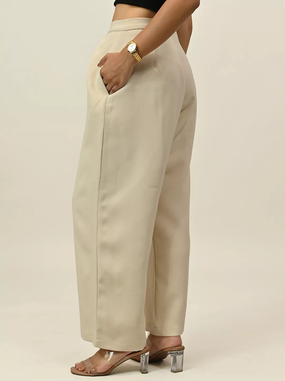 Brown Contrast Piping Pant