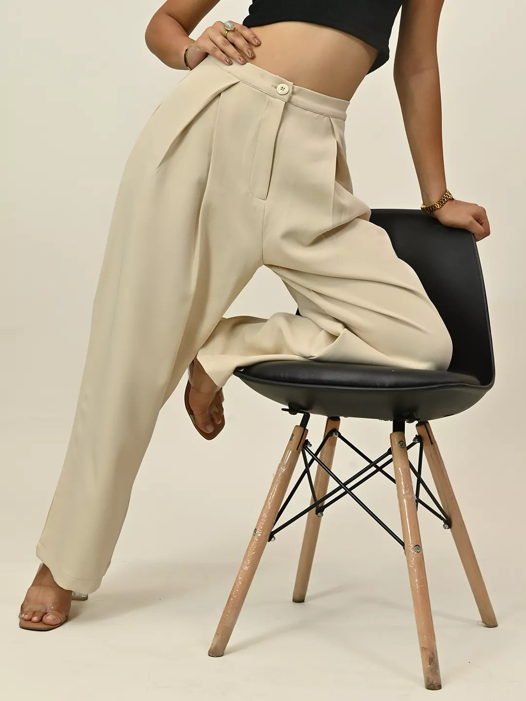 Brown Contrast Piping Pant