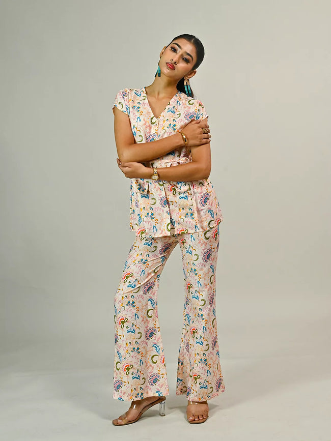 Beige Printed Co-Rd Set Main Image