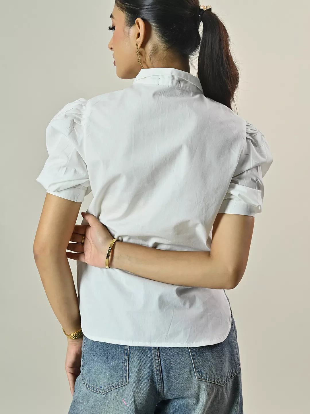 White Puff Sleeve Shirt