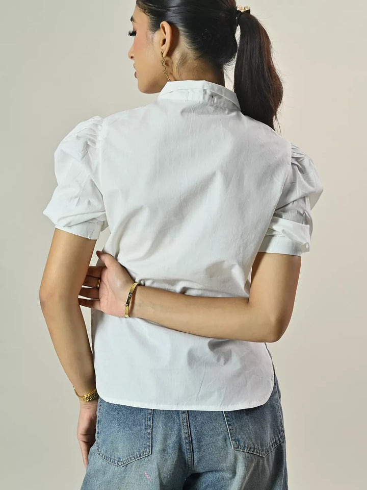 White Puff Sleeve Shirt