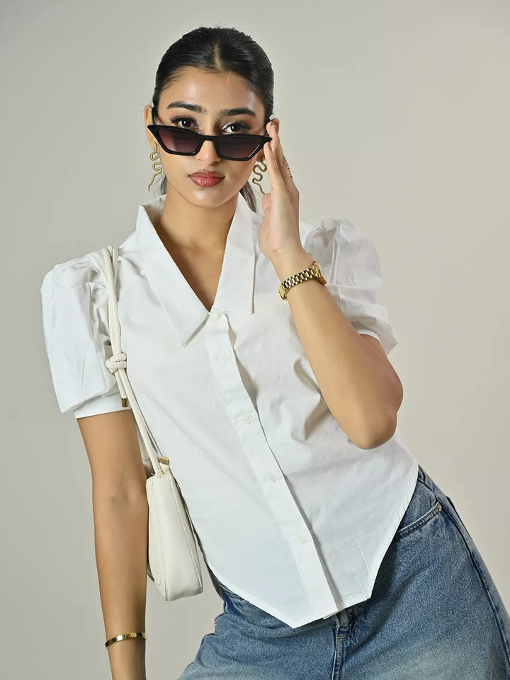 White Puff Sleeve Shirt