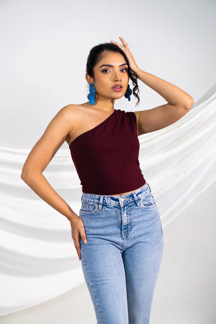 Maroon Back Cut Out Top