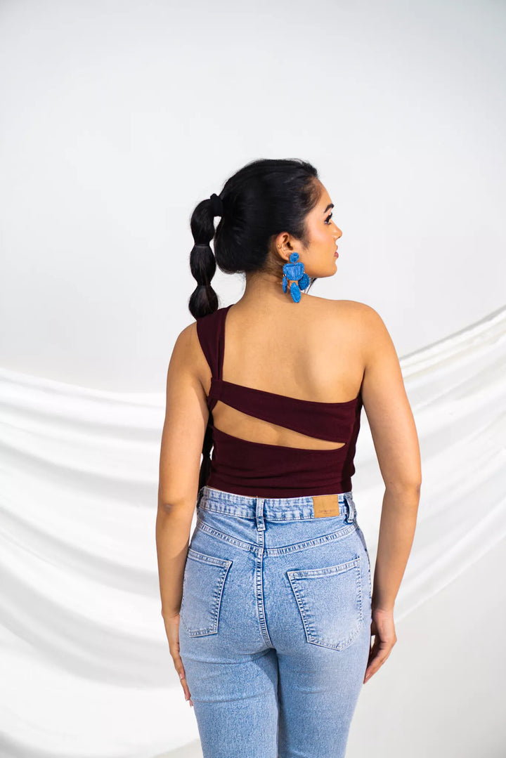 Maroon Back Cut Out Top