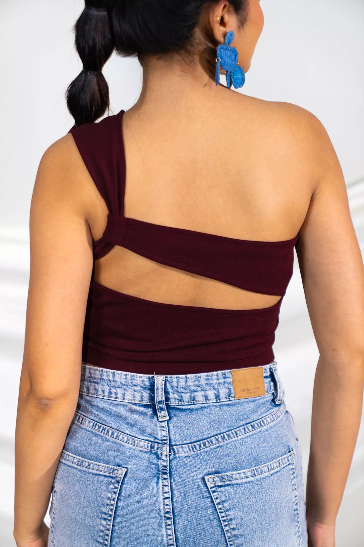 Maroon Back Cut Out Top