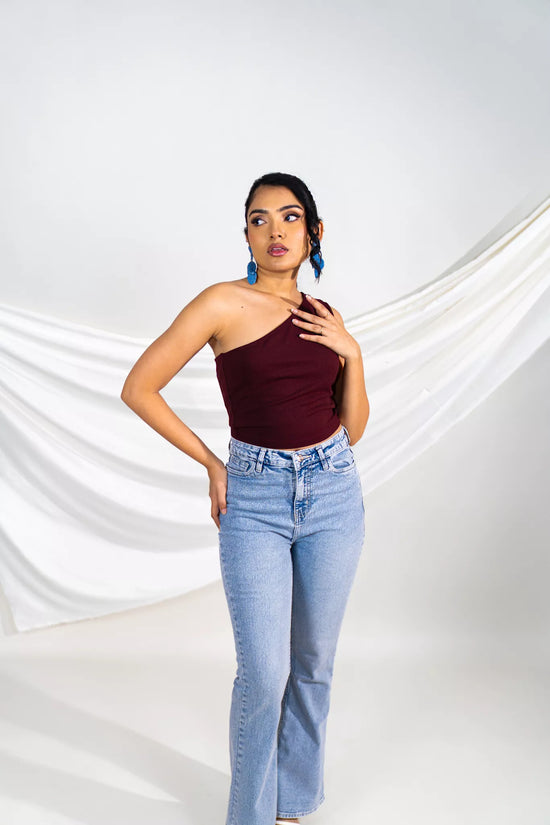 Maroon Back Cut Out Top
