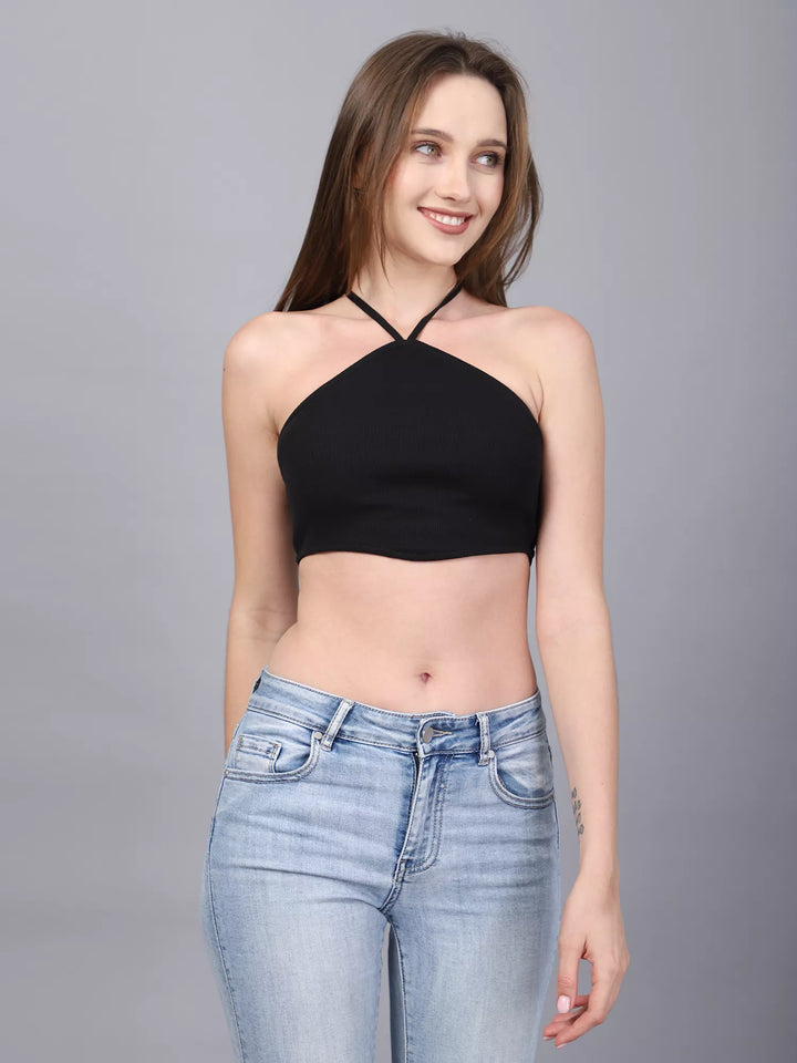 Black Halter Neck Tube Top